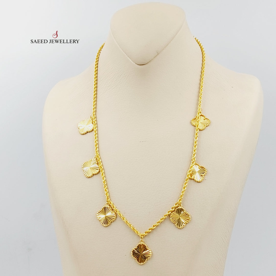 21K Gold Clover Dandash Necklace by Saeed Jewelry - Image 4