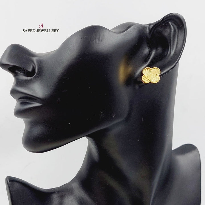 18K Gold Clover Earrings by Saeed Jewelry - Image 3