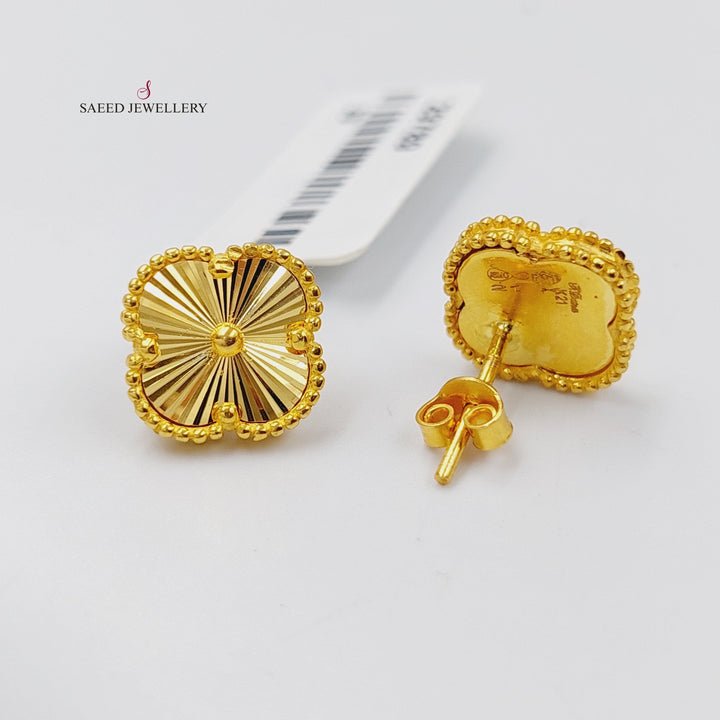 21K Gold Clover Earrings by Saeed Jewelry - Image 3