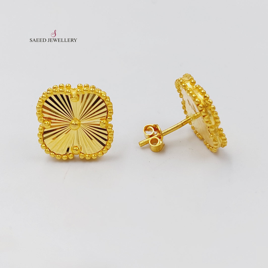 21K Gold Clover Earrings by Saeed Jewelry - Image 5