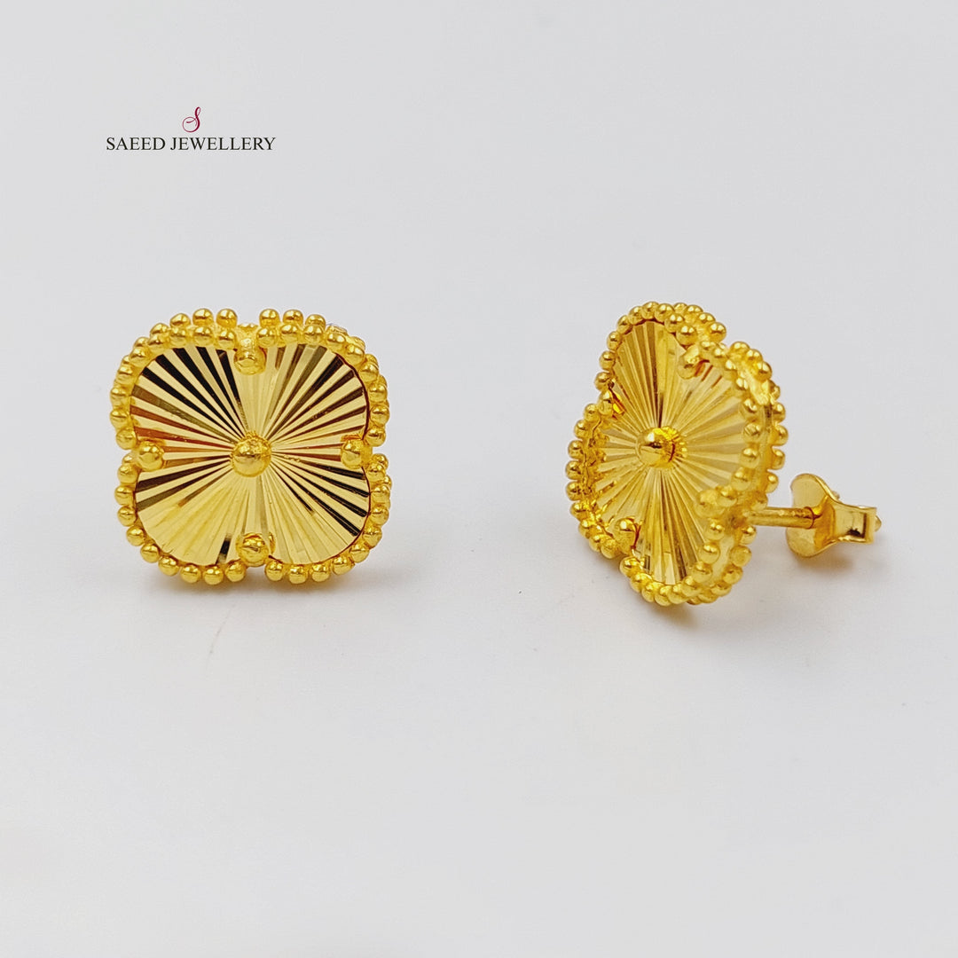 21K Gold Clover Earrings by Saeed Jewelry - Image 7