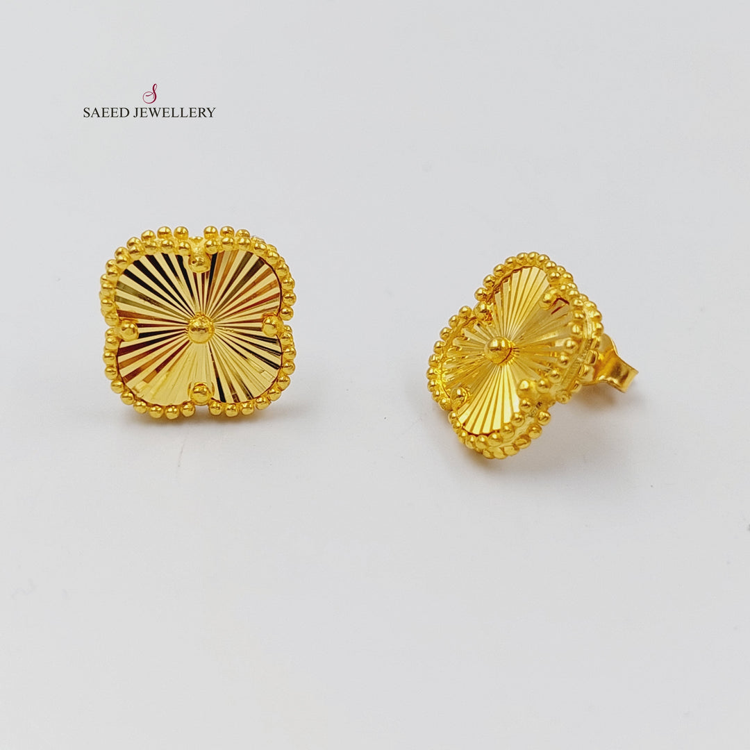 21K Gold Clover Earrings by Saeed Jewelry - Image 6