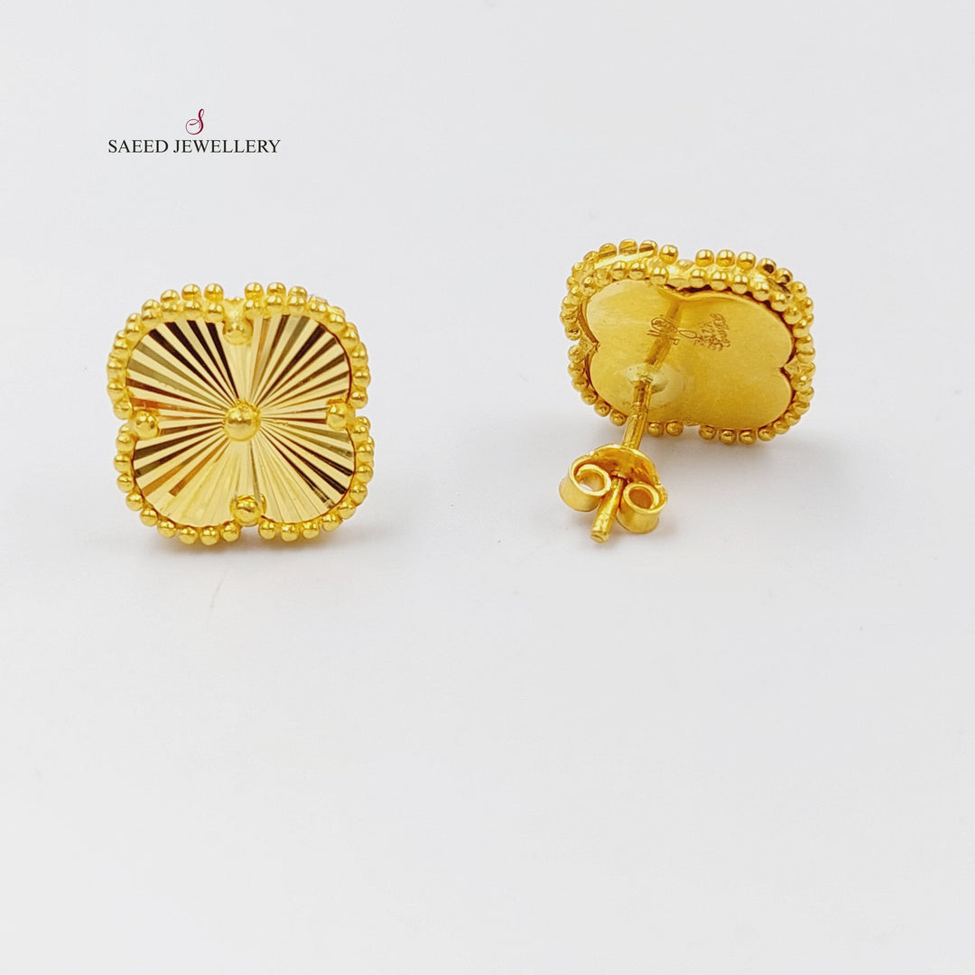 21K Gold Clover Earrings by Saeed Jewelry - Image 1