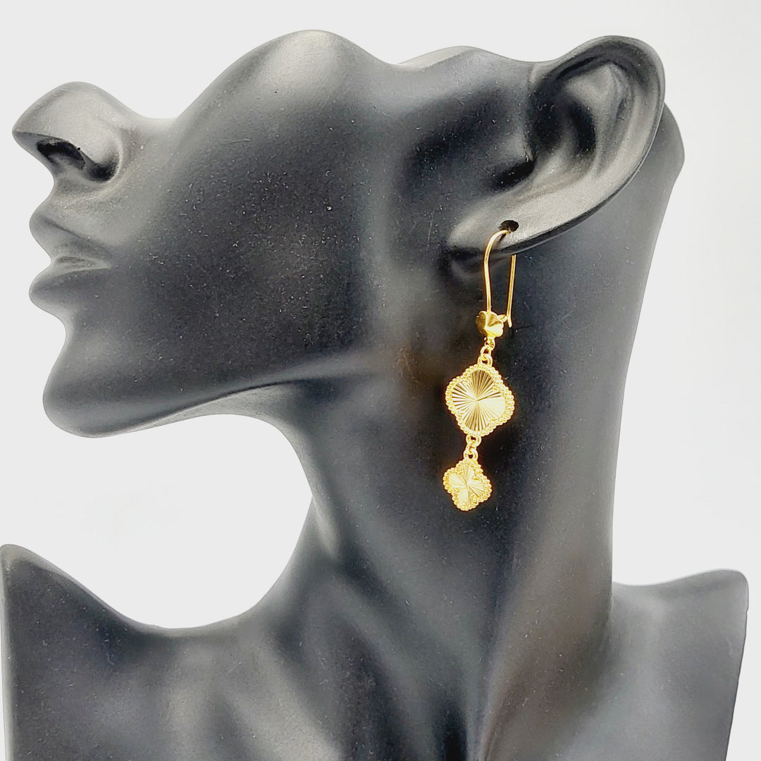 21K Gold Clover Earrings by Saeed Jewelry - Image 2