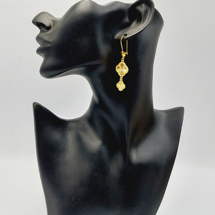 21K Gold Clover Earrings by Saeed Jewelry - Image 3