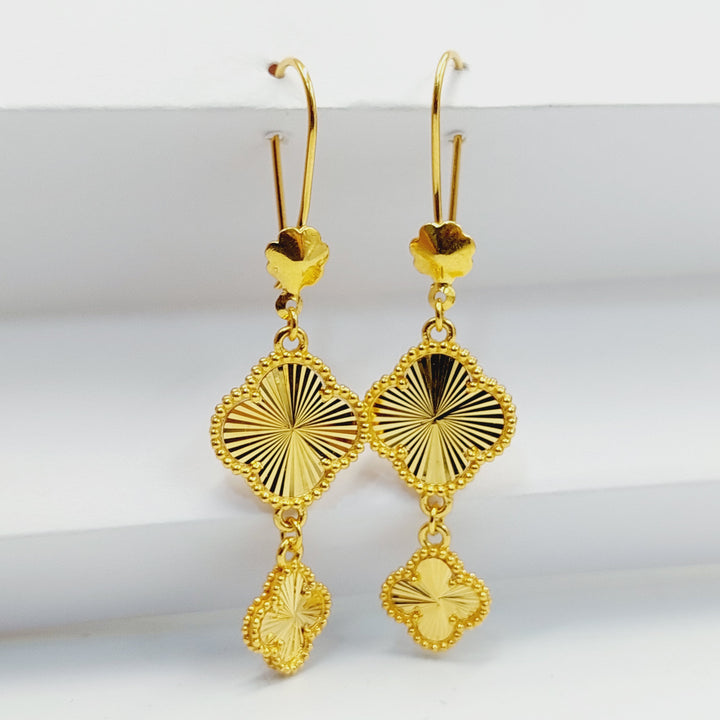 21K Gold Clover Earrings by Saeed Jewelry - Image 4