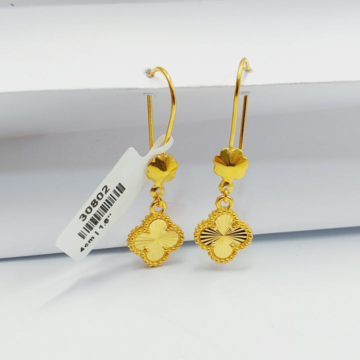 21K Gold Clover Earrings by Saeed Jewelry - Image 2