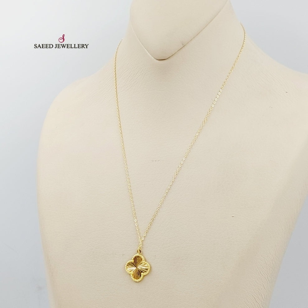 18K Gold Clover Necklace by Saeed Jewelry - Image 2