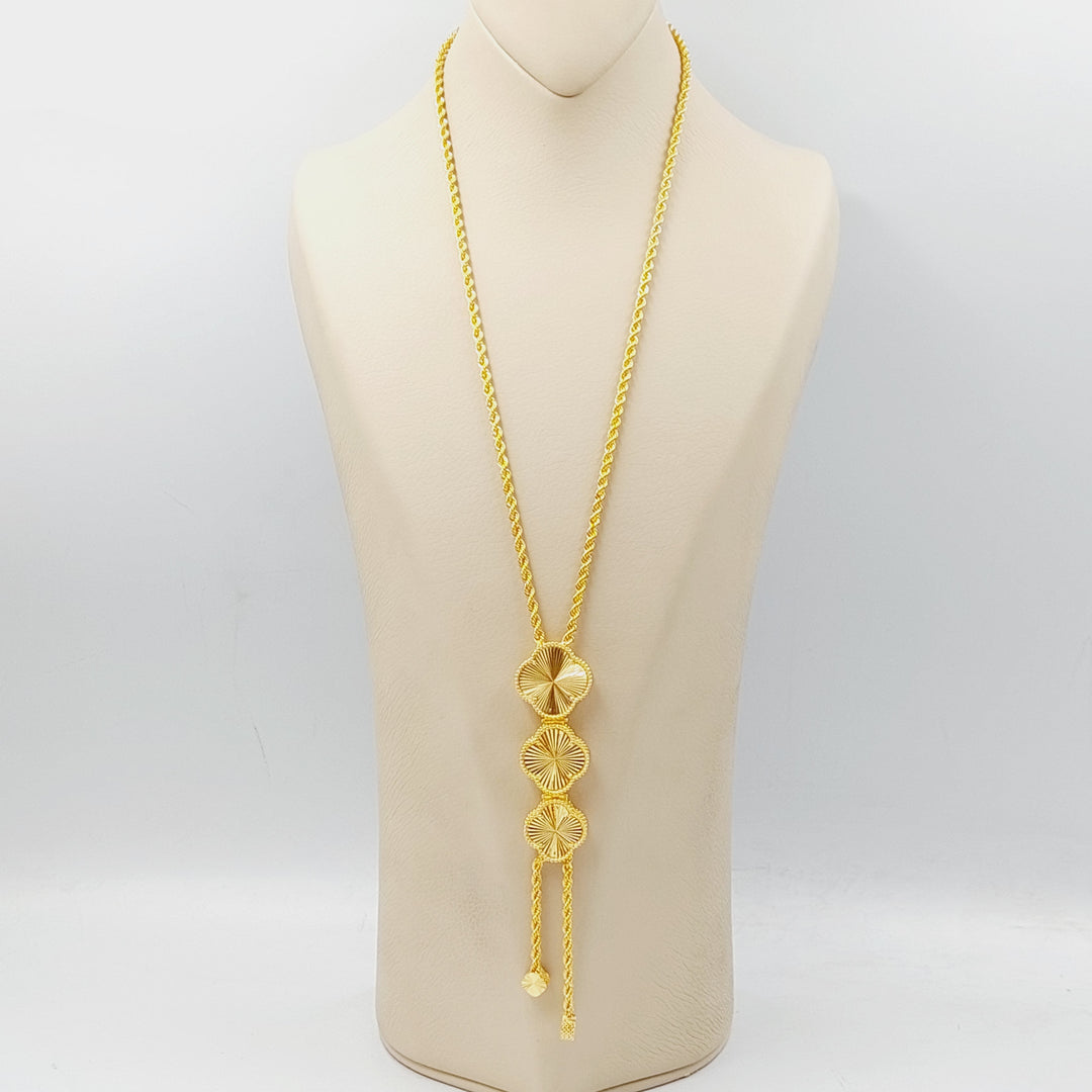 21K Gold Clover Necklace by Saeed Jewelry - Image 3