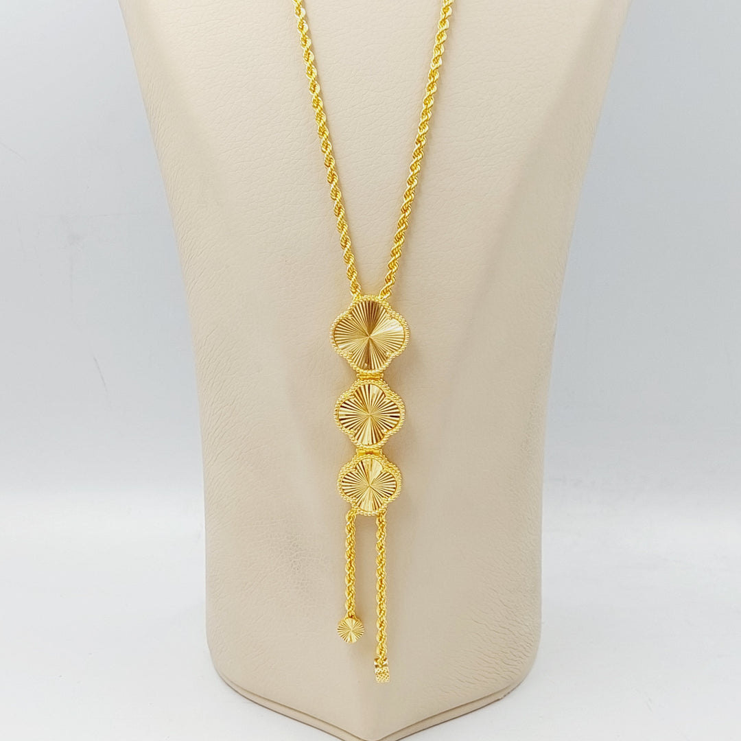 21K Gold Clover Necklace by Saeed Jewelry - Image 4