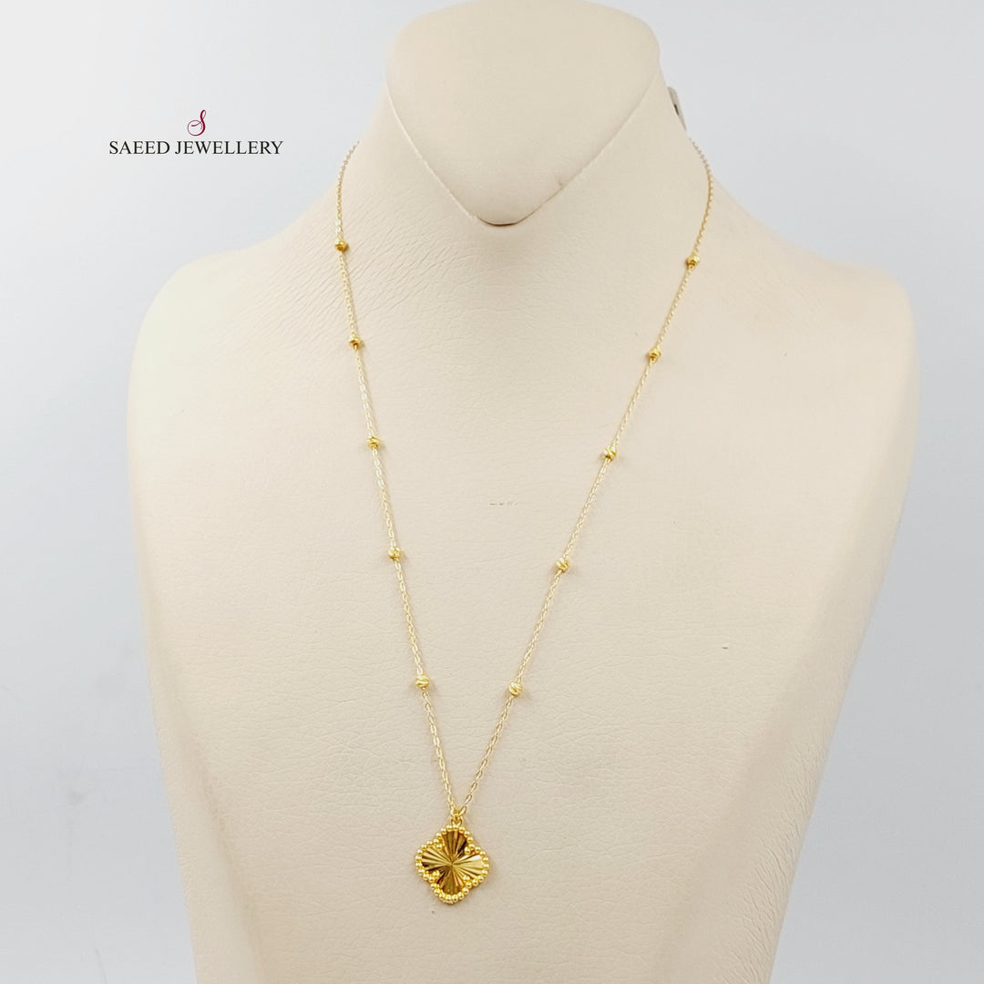 21K Gold Clover Necklace by Saeed Jewelry - Image 3