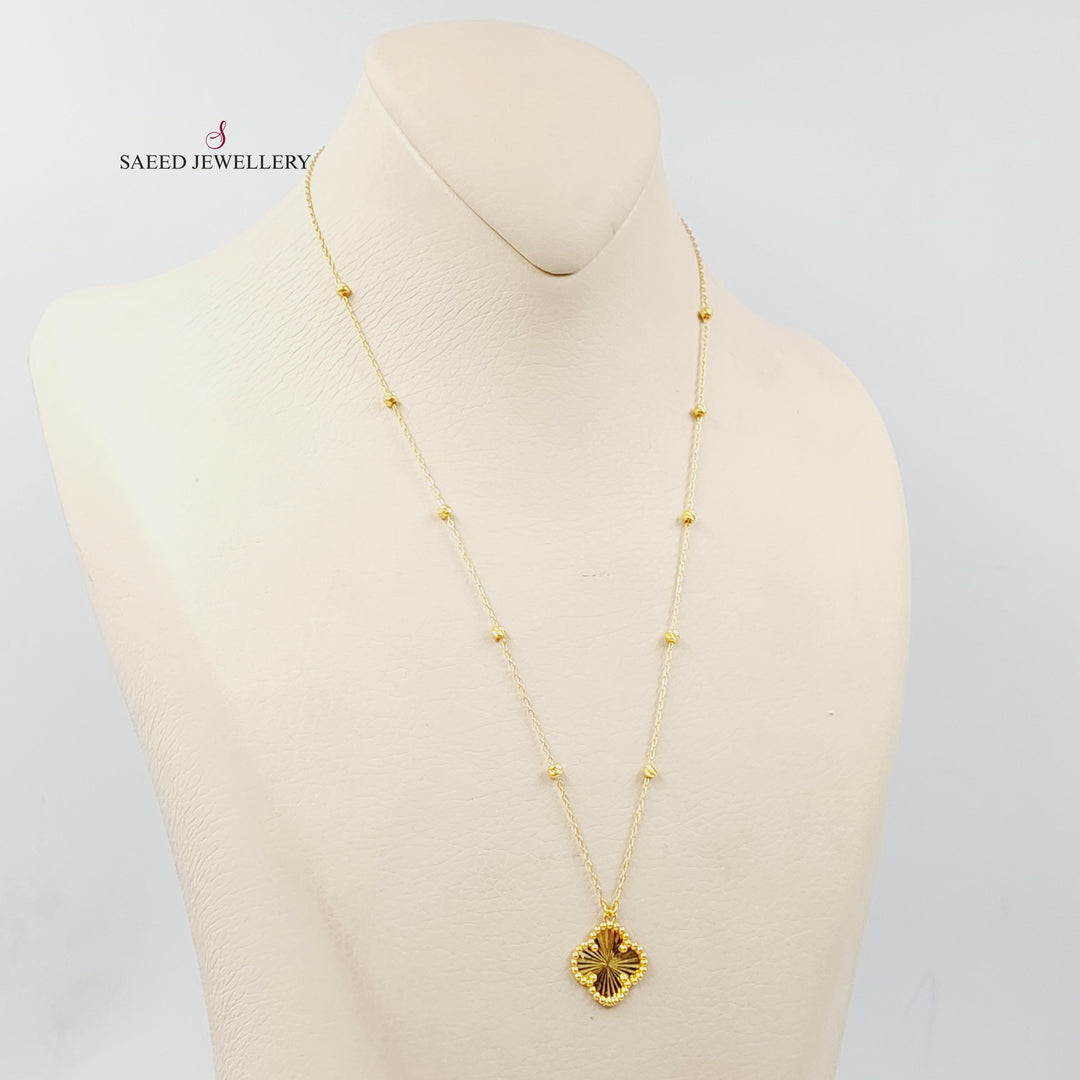 21K Gold Clover Necklace by Saeed Jewelry - Image 4