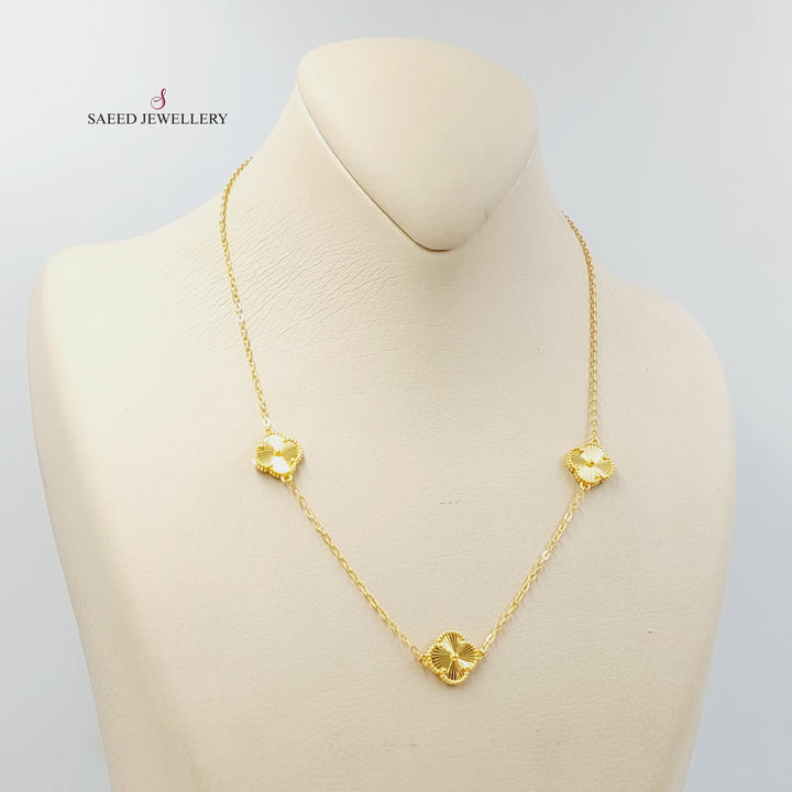 21K Gold Clover Necklace by Saeed Jewelry - Image 3