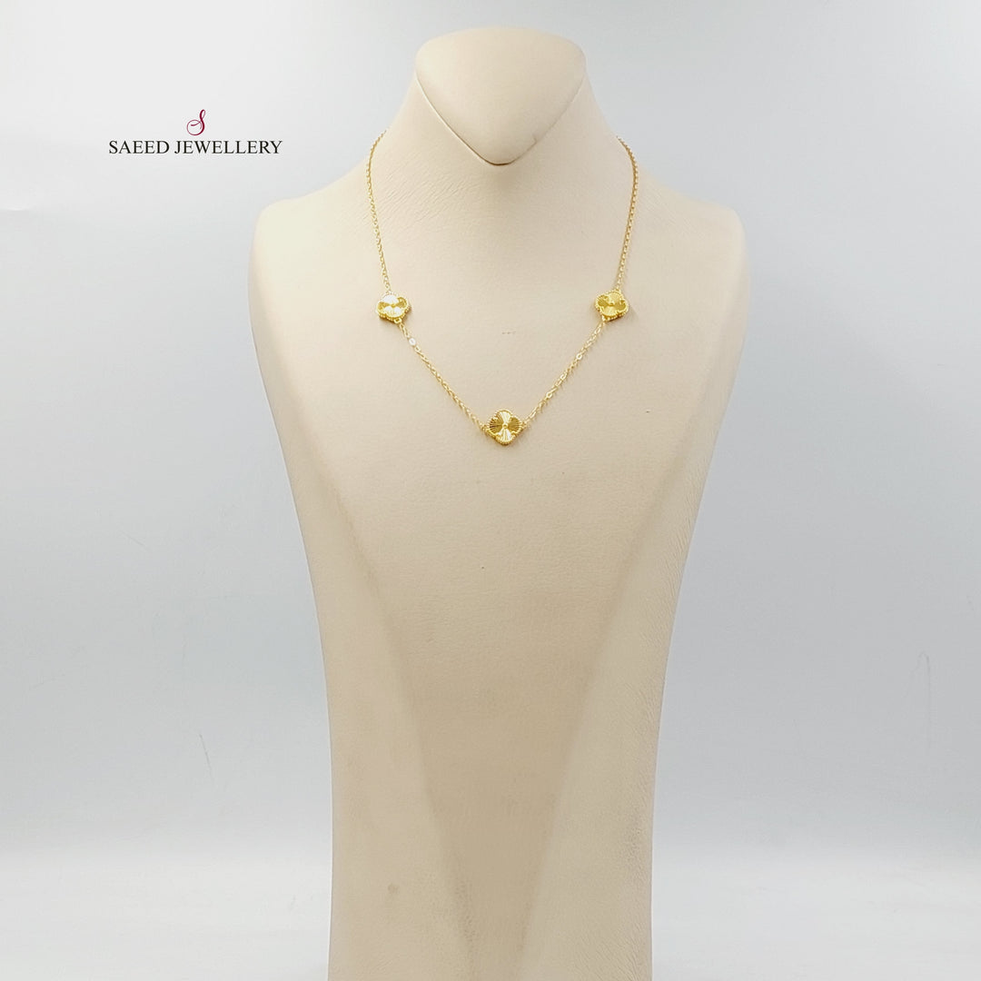 21K Gold Clover Necklace by Saeed Jewelry - Image 4