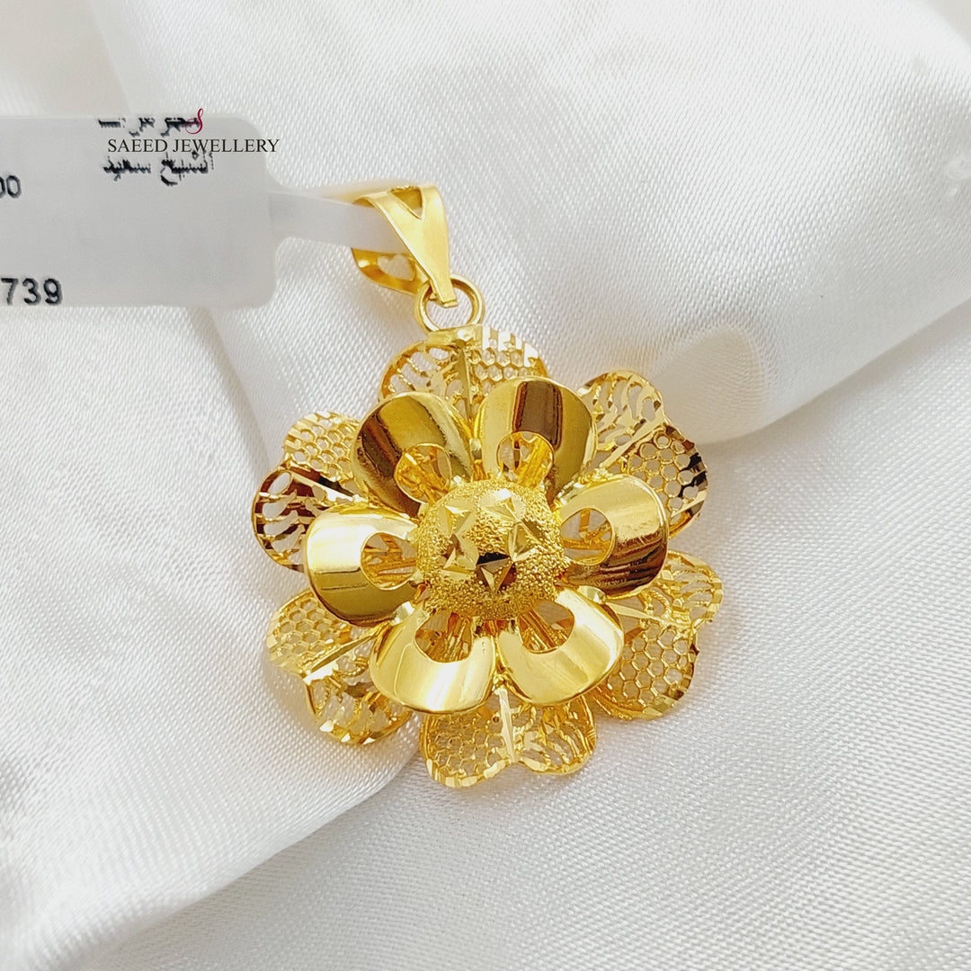 21K Gold Rose Pendant by Saeed Jewelry - Image 2