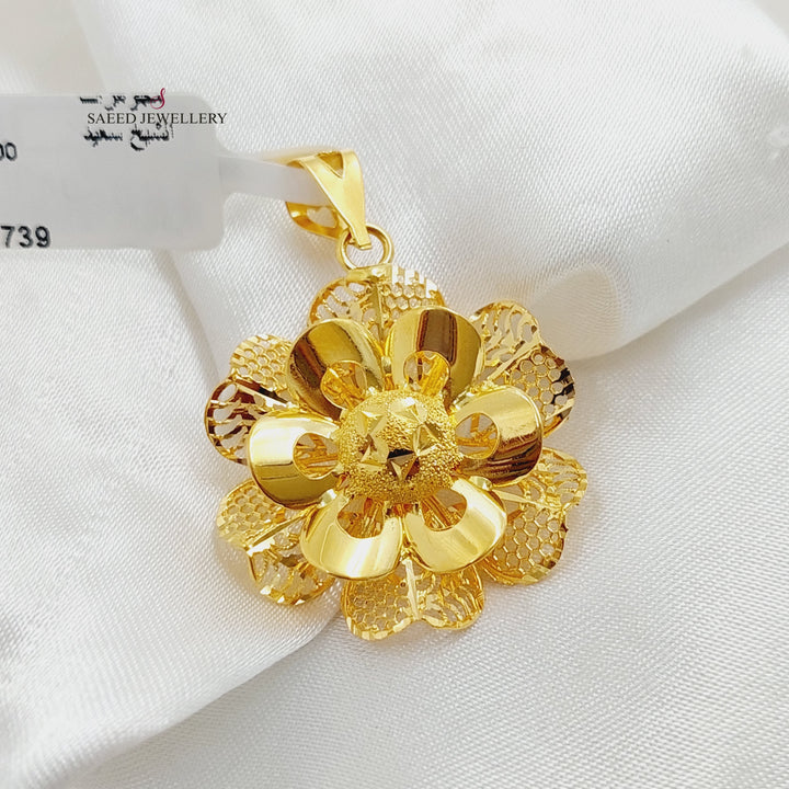 21K Gold Rose Pendant by Saeed Jewelry - Image 2