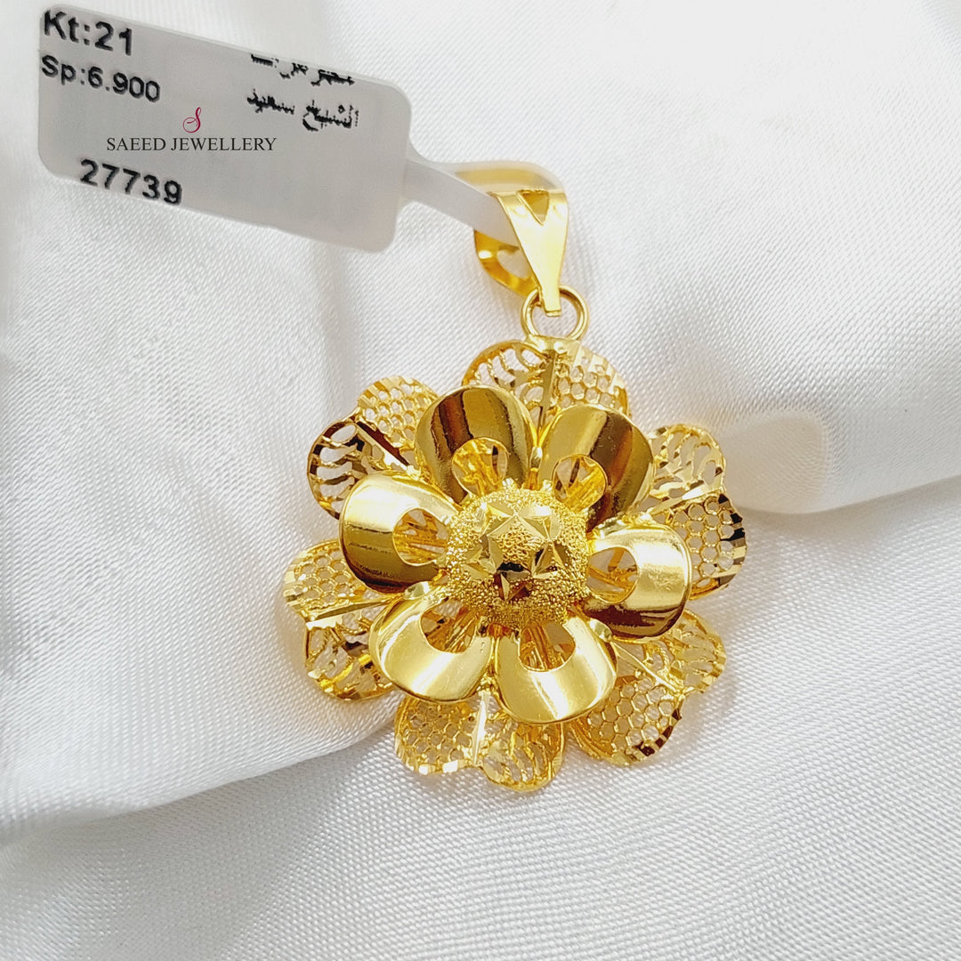 21K Gold Rose Pendant by Saeed Jewelry - Image 3