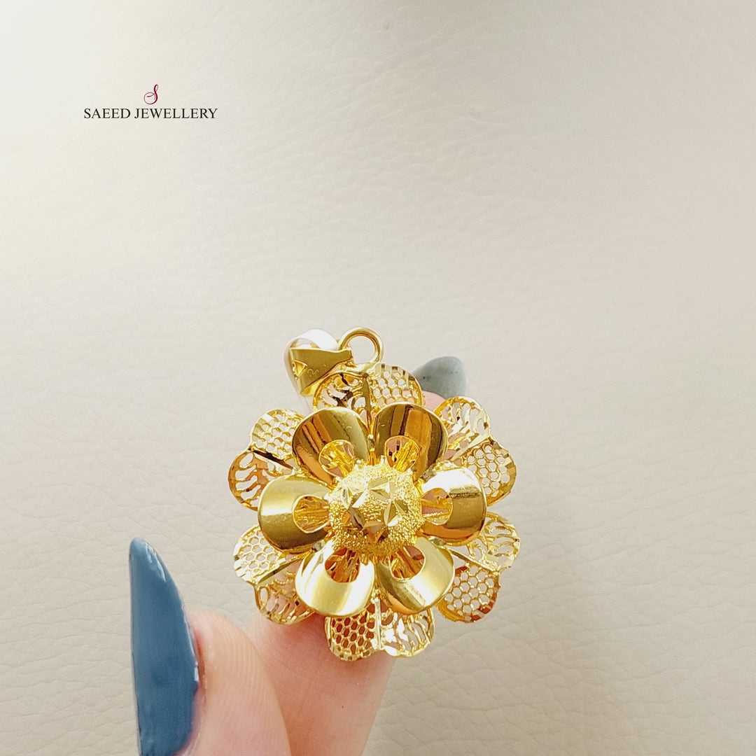 21K Gold Rose Pendant by Saeed Jewelry - Image 4