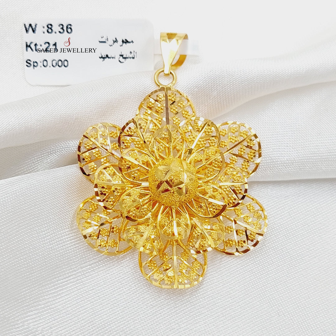 21K Gold Rose Pendant by Saeed Jewelry - Image 3