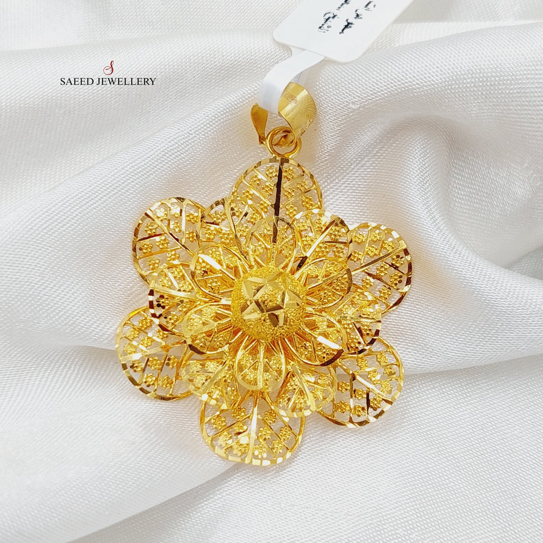 21K Gold Rose Pendant by Saeed Jewelry - Image 4