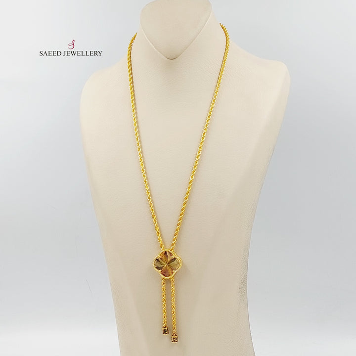 21K Gold Clover Rope Necklace by Saeed Jewelry - Image 2