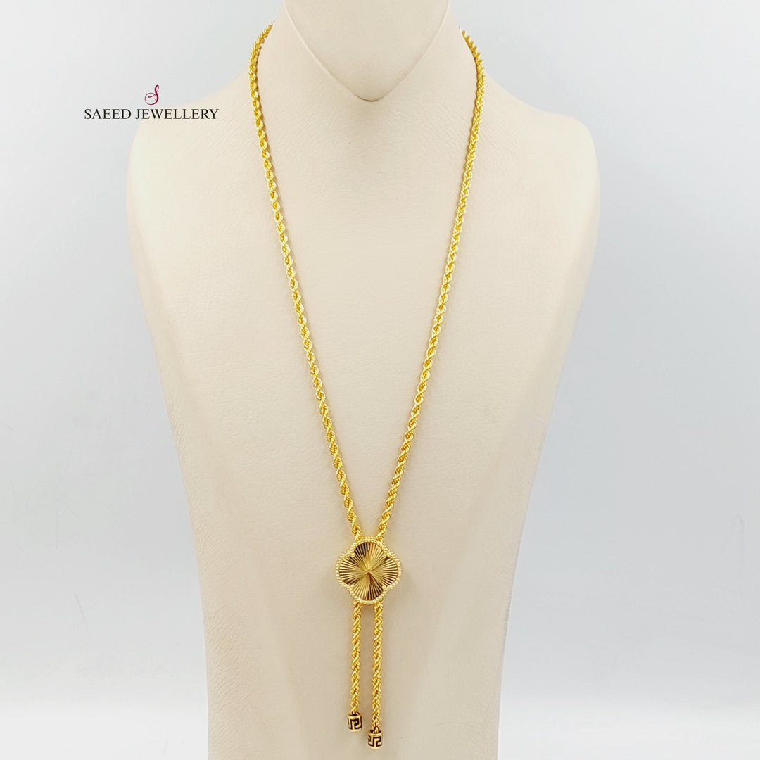 21K Gold Clover Rope Necklace by Saeed Jewelry - Image 3