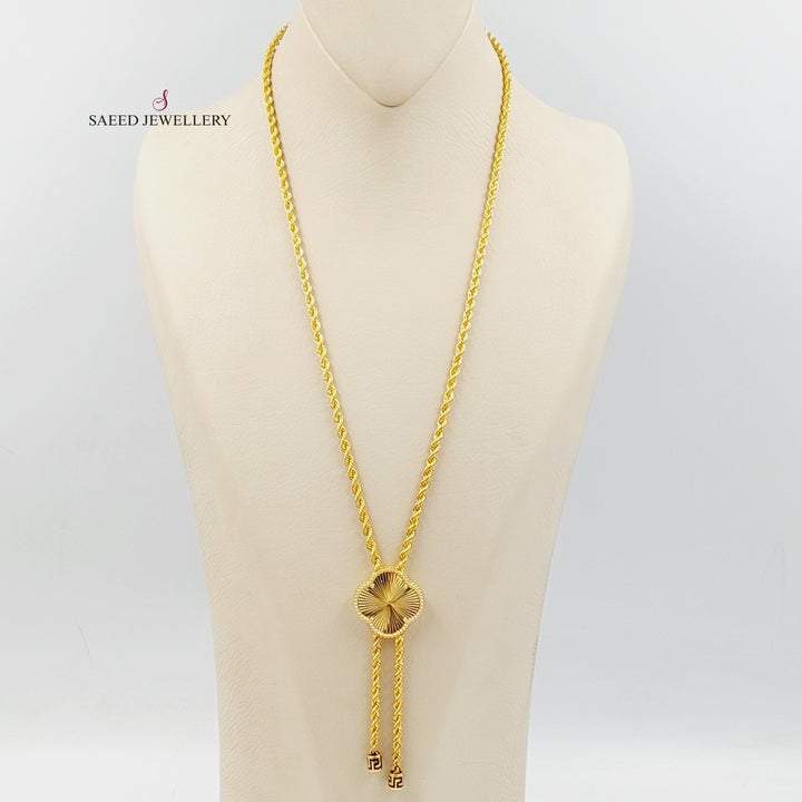 21K Gold Clover Rope Necklace by Saeed Jewelry - Image 3