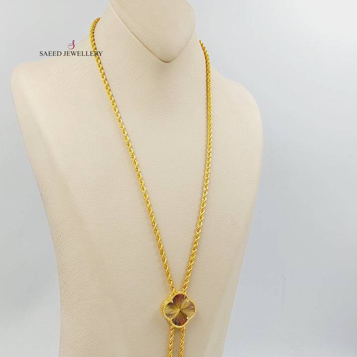 21K Gold Clover Rope Necklace by Saeed Jewelry - Image 4