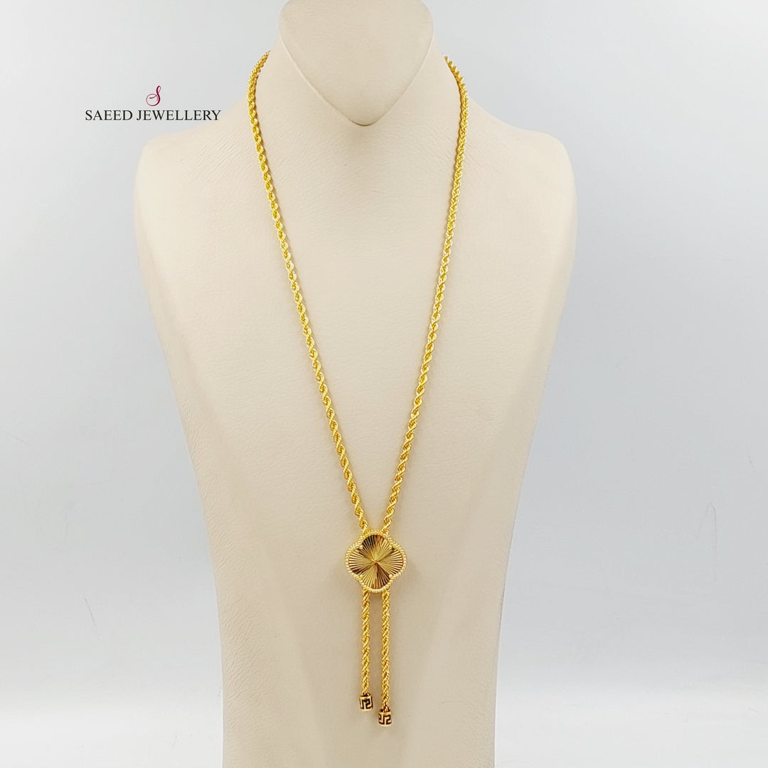 21K Gold Clover Rope Necklace by Saeed Jewelry - Image 5