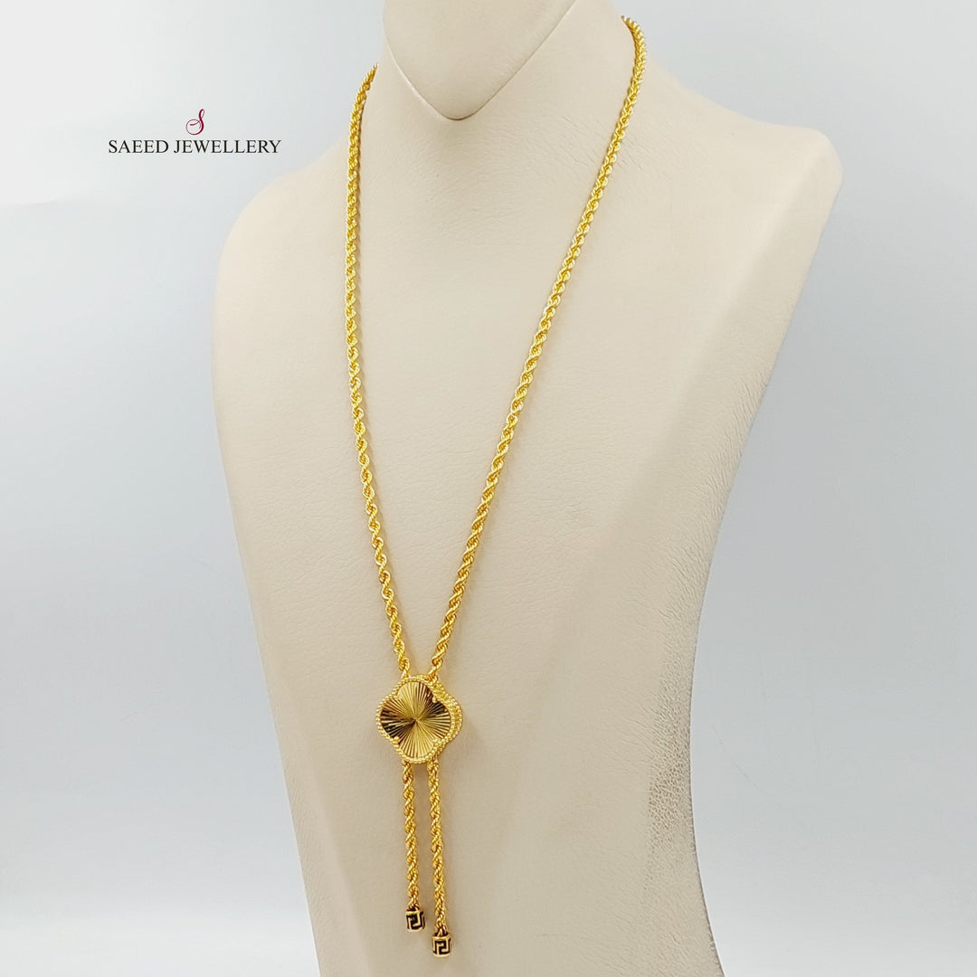 21K Gold Clover Rope Necklace by Saeed Jewelry - Image 6