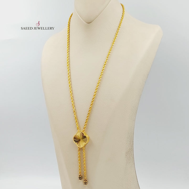21K Gold Clover Rope Necklace by Saeed Jewelry - Image 6