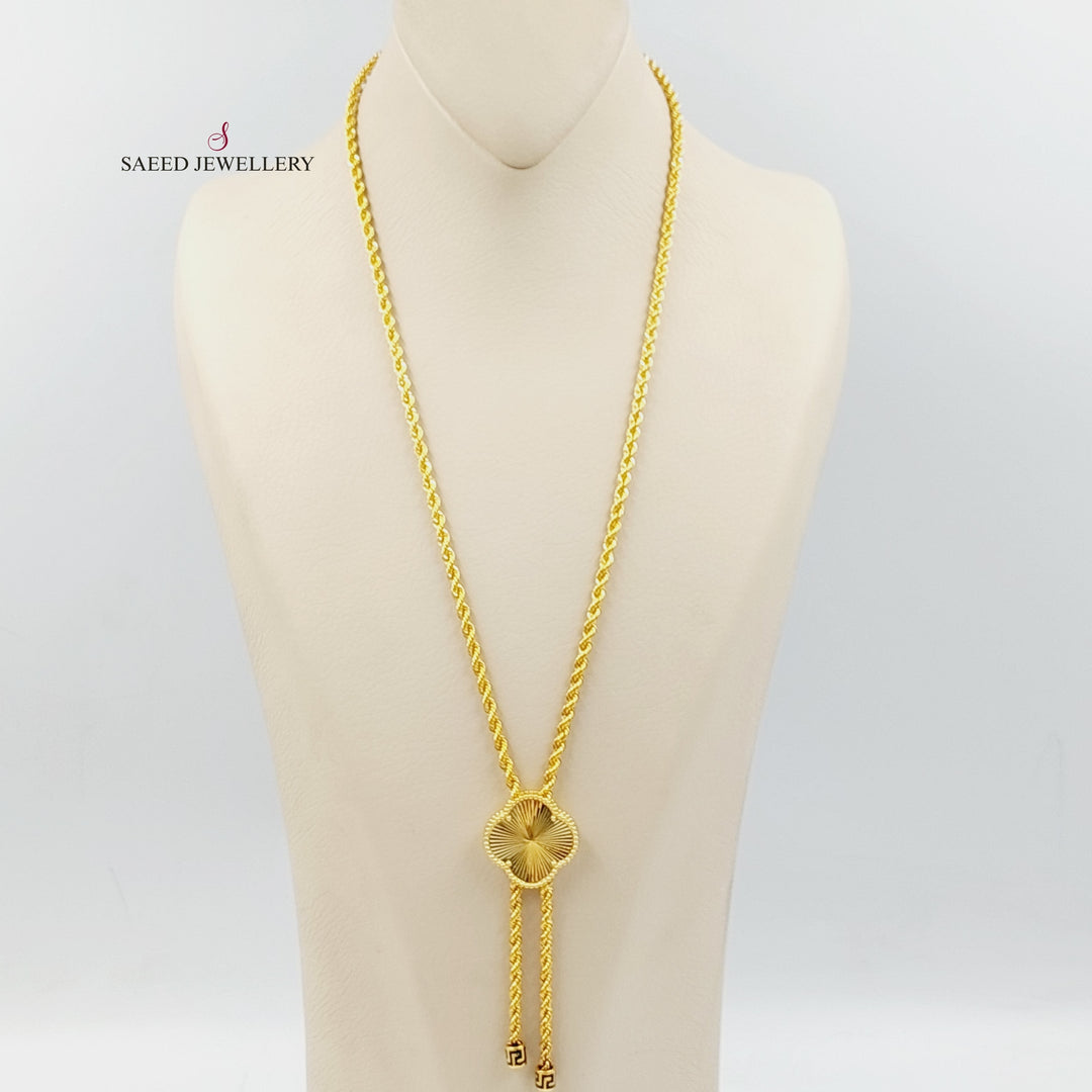 21K Gold Clover Rope Necklace by Saeed Jewelry - Image 1