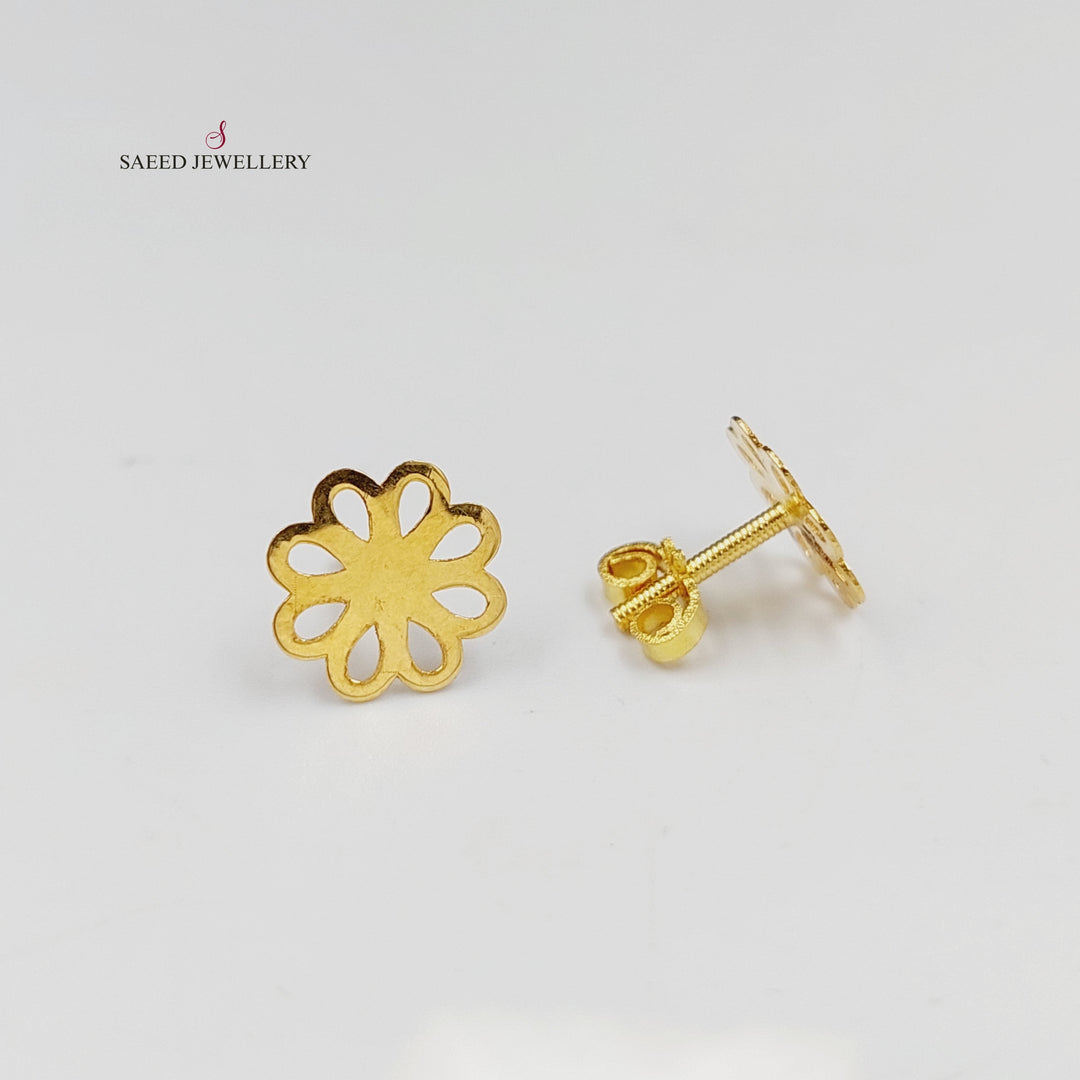 18K Gold Rose Screw Earrings by Saeed Jewelry - Image 4