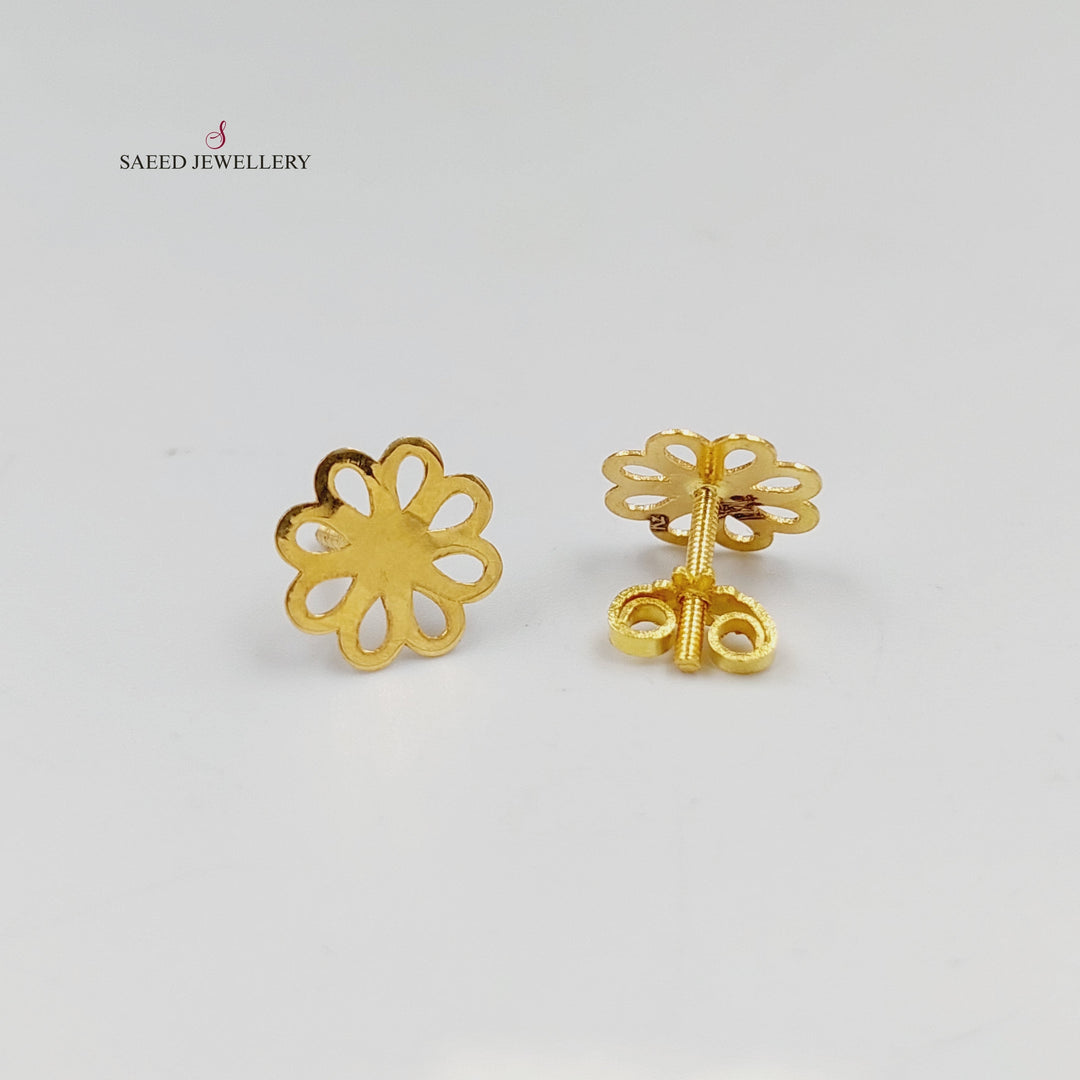 18K Gold Rose Screw Earrings by Saeed Jewelry - Image 1
