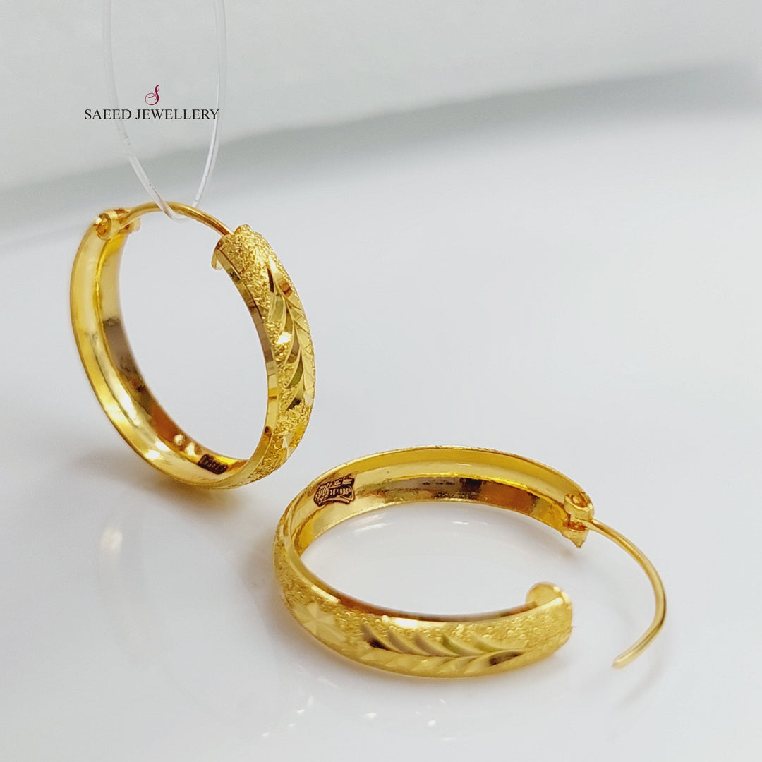 Rounded Earrings Made Of 21K Yellow Gold by Saeed Jewelry-27416