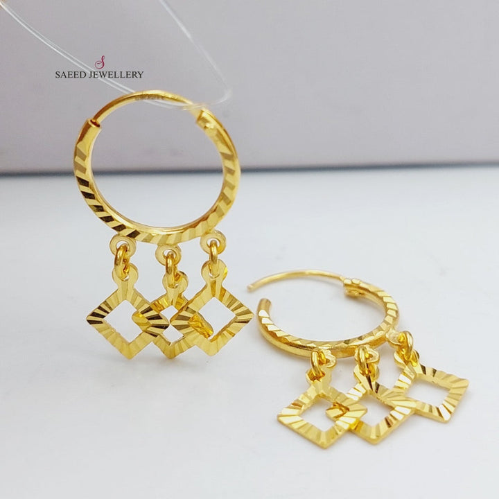 Rounded Earrings Made Of 21K Yellow Gold by Saeed Jewelry-27418