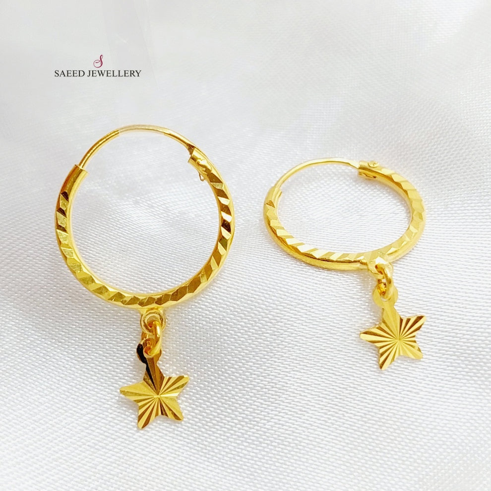 Rounded Earrings Made Of 21K Yellow Gold by Saeed Jewelry-27419