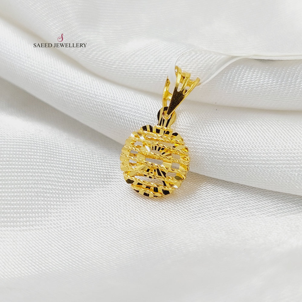 21K Gold Rounded Pendant by Saeed Jewelry - Image 2