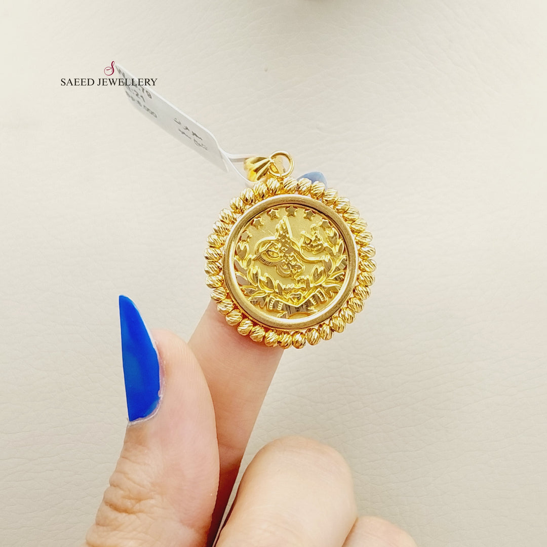 21K Gold Sanded Rashadi Pendant by Saeed Jewelry - Image 2