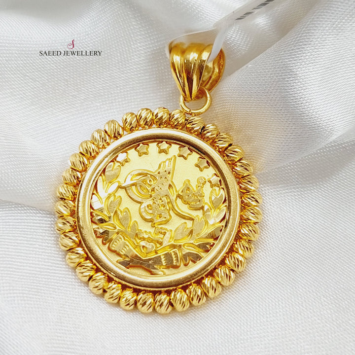 21K Gold Sanded Rashadi Pendant by Saeed Jewelry - Image 3