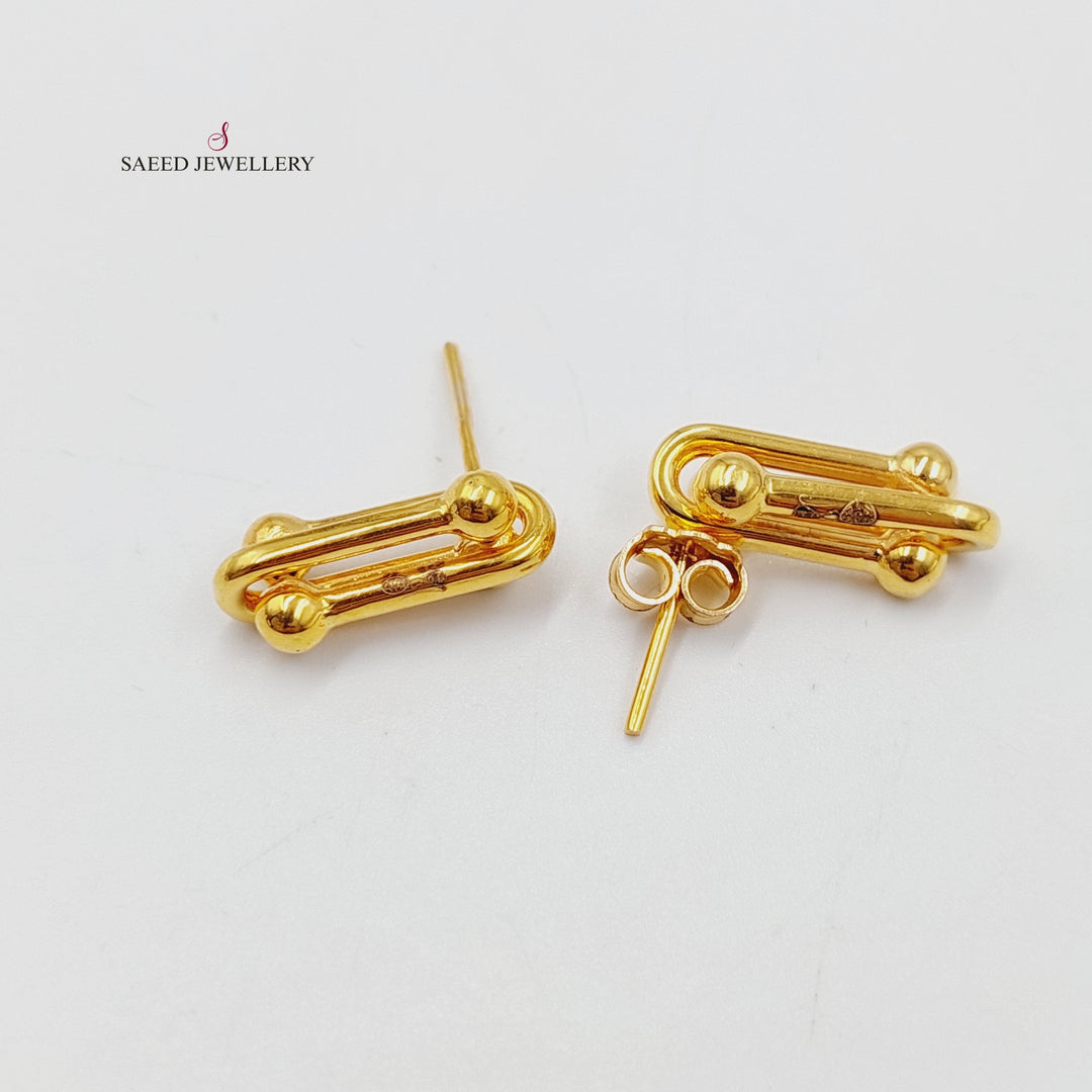 21K Gold Screw Paperclip Earrings by Saeed Jewelry - Image 2