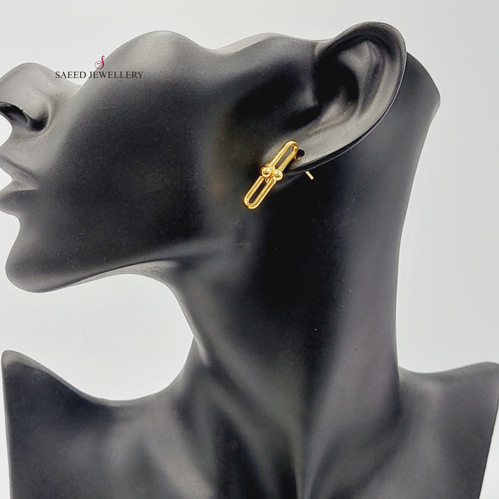 21K Gold Screw Paperclip Earrings by Saeed Jewelry - Image 3