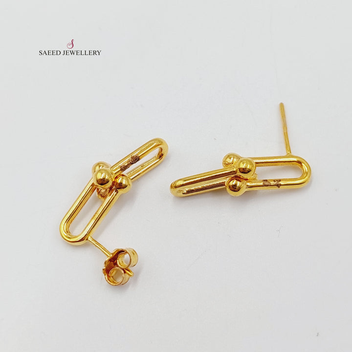 21K Gold Screw Paperclip Earrings by Saeed Jewelry - Image 1