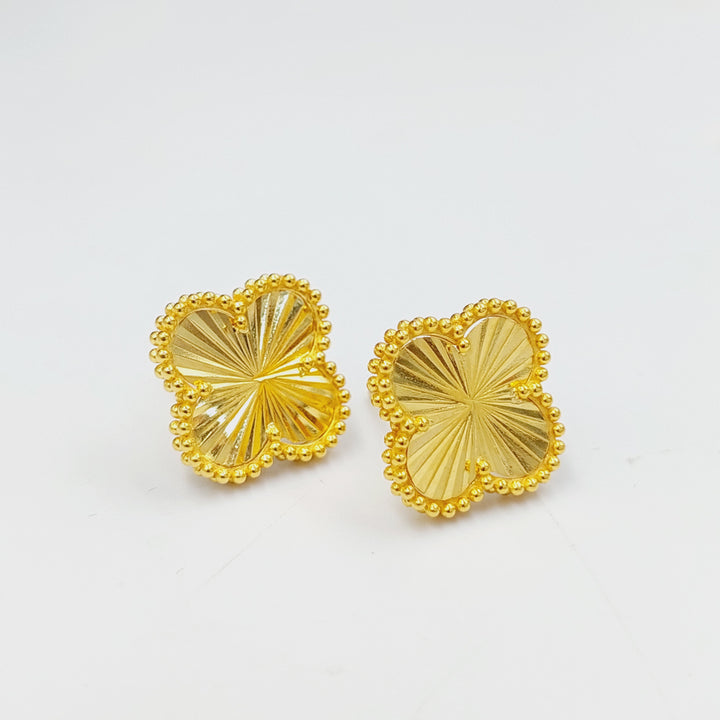 21K Gold Screw Clover Earrings by Saeed Jewelry - Image 4