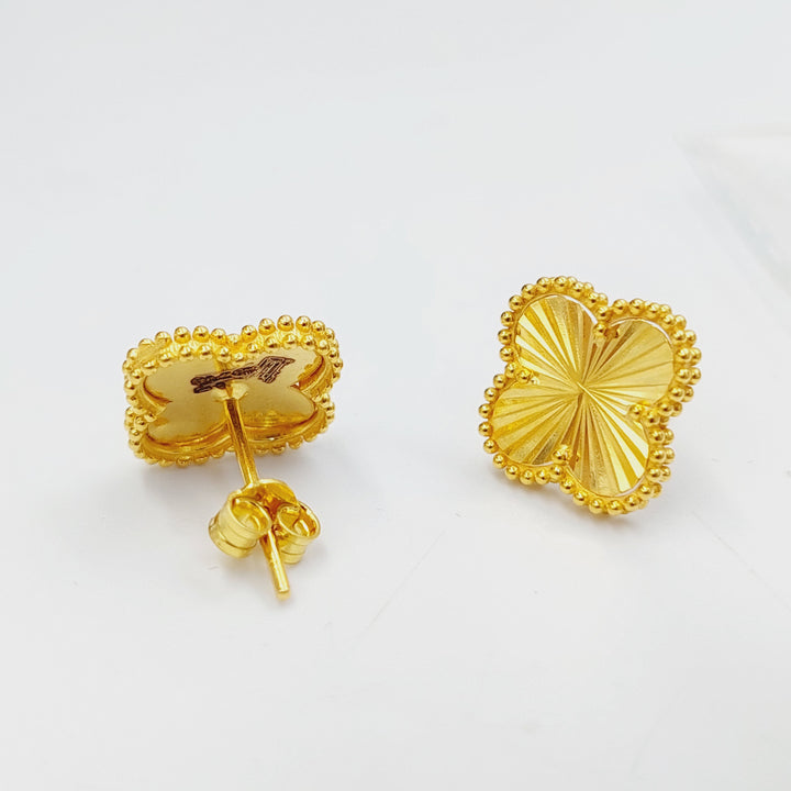 21K Gold Screw Clover Earrings by Saeed Jewelry - Image 1