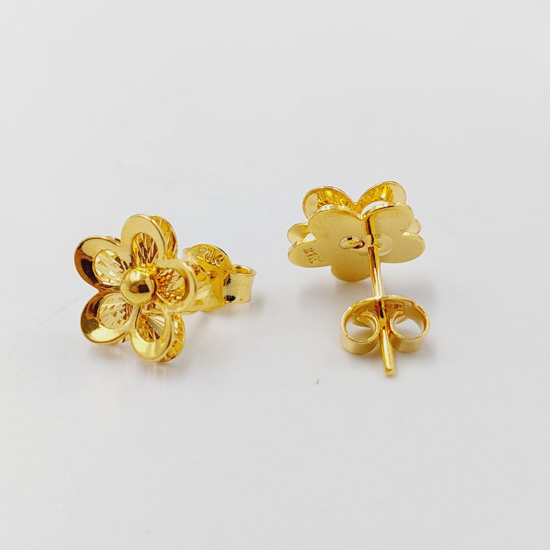 21K Gold Screw Rose Earrings by Saeed Jewelry - Image 3