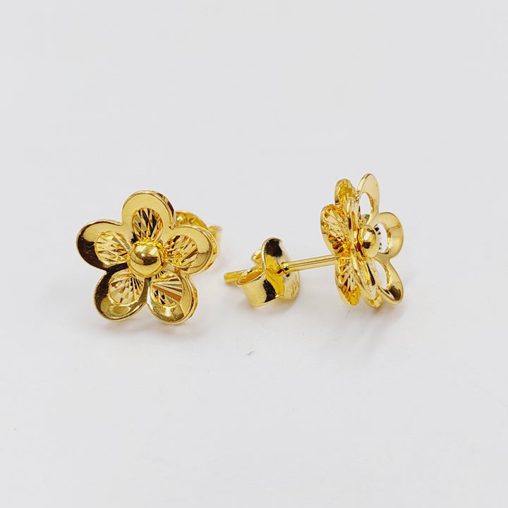 21K Gold Screw Rose Earrings by Saeed Jewelry - Image 4
