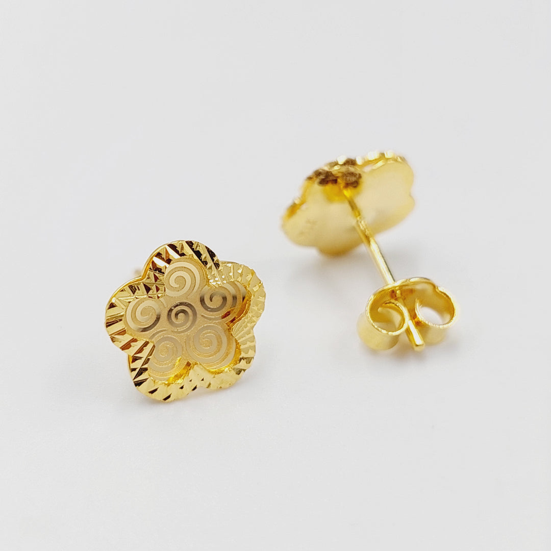21K Gold Clover Screw Earrings by Saeed Jewelry - Image 3
