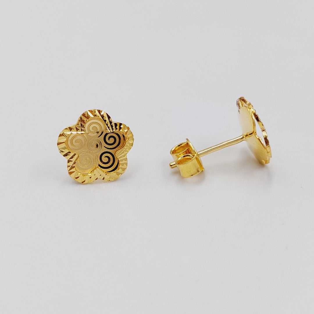 21K Gold Clover Screw Earrings by Saeed Jewelry - Image 4