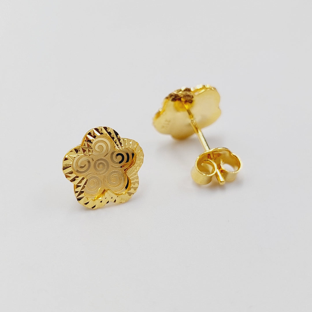 21K Gold Clover Screw Earrings by Saeed Jewelry - Image 1